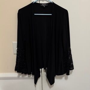 White Stag Elegant Black Cardigan with Lace Sleeves